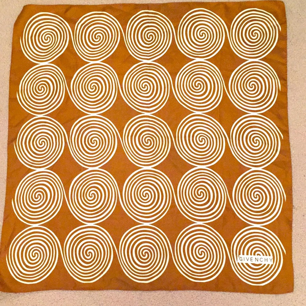 Givenchy Logo Scarf Vintage Brown With White Circ… - image 3